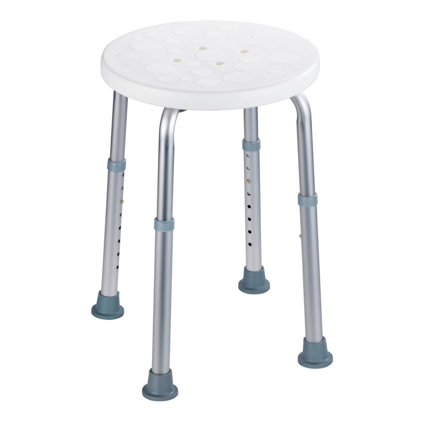 WENKO 1792921100-Stolček SECURA 45,5x45,5 cm bela/srebrna/siva