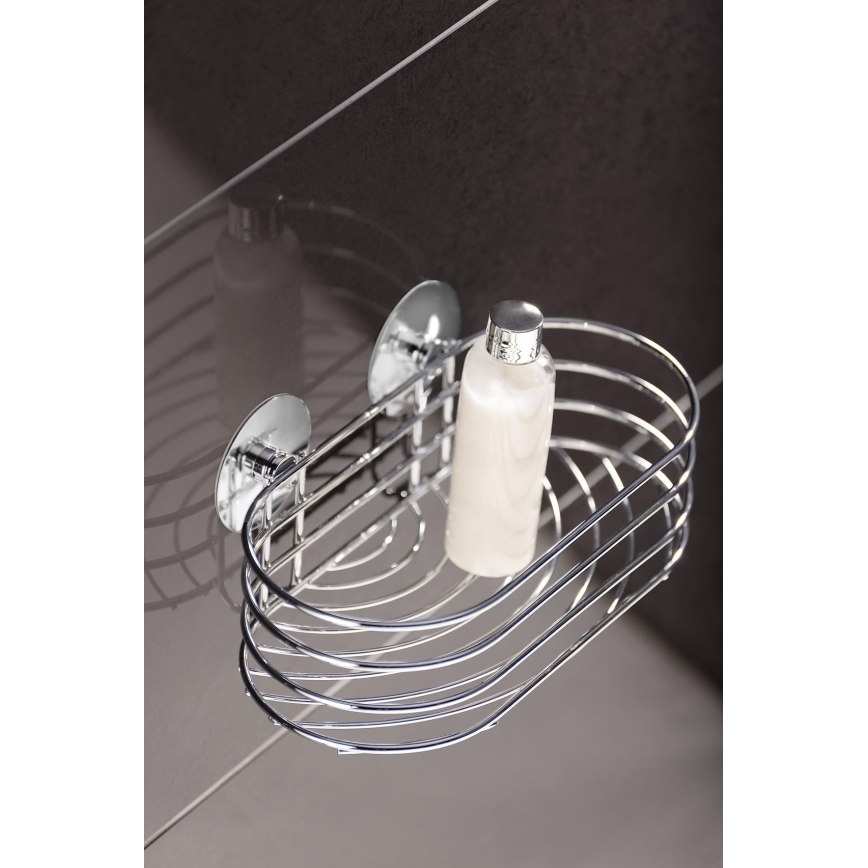 WENKO 18775100-Polica TURBO-LOC okrogla jeklena 23,5x13,5 cm sijajni krom