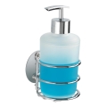 WENKO 18777100-Dozator za milo TURBO-LOC okrogel, iz jekla, 7,5x16,5 cm, sijajni krom/bela