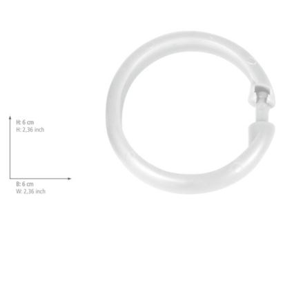 WENKO 19194100 - Obroči za zaveso za prho LYGE 6x6 cm beli