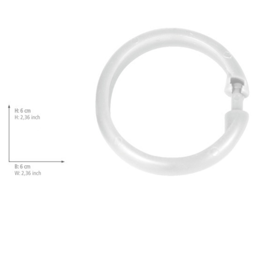 WENKO 19194100 - Obroči za zaveso za prho LYGE 6x6 cm beli