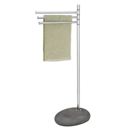 WENKO 19493100 - Stojalo za brisače PEBBLE STONE 38x84 cm visokosijajni krom/siva