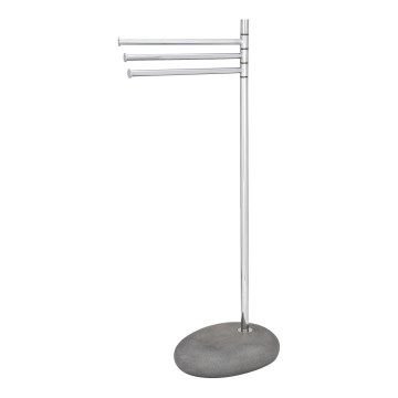 WENKO 19493100 - Stojalo za brisače PEBBLE STONE 38x84 cm visokosijajni krom/siva