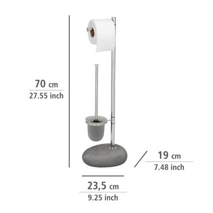 WENKO 19494100 - WC ščetka PEBBLE STONE 23,5x70 cm sijajni krom/siva/saten