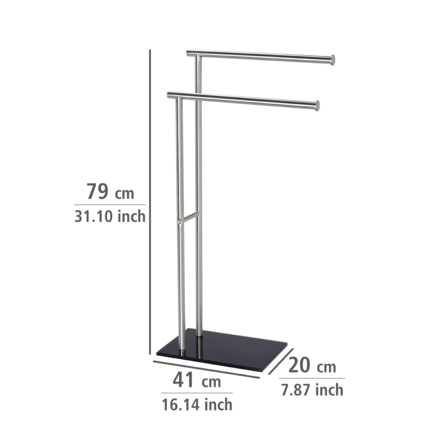 WENKO 20390100 - Stojalo za brisače LIMA 41x79 cm nerjavno jeklo/saten/črna