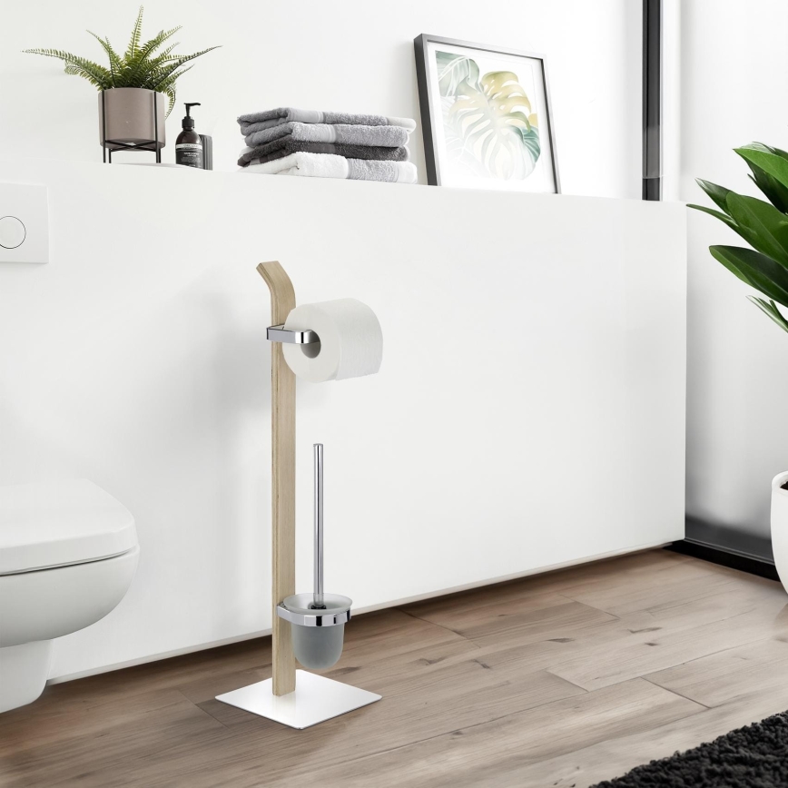 WENKO 20397100 - WC krtača SAMONA 20x71,5 cm krom/rjava/saten