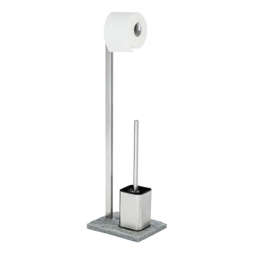 WENKO 20604100 - WC krtača GRANIT 23x73,5 cm nerjaveče jeklo/satinirano/siva