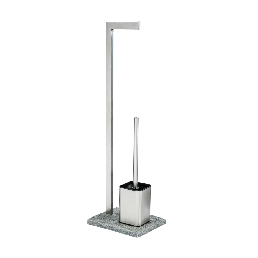 WENKO 20604100 - WC krtača GRANIT 23x73,5 cm nerjaveče jeklo/satinirano/siva
