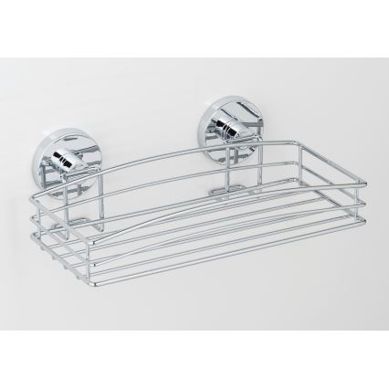 WENKO 20883100-Okrogla jeklena polica VACUUM-LOC 26x15,3 cm, sijajni krom