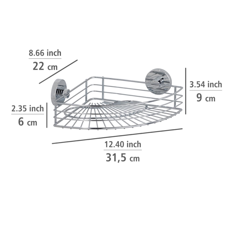 WENKO 20887100 - Polica VACUUM-LOC RUND STAH 31 x 22,5 cm, sijajni krom