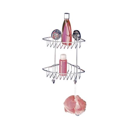 WENKO 20888100-Kotna polica VACUUM-LOC RUND STAH 22,5x29,5 cm sijajni krom