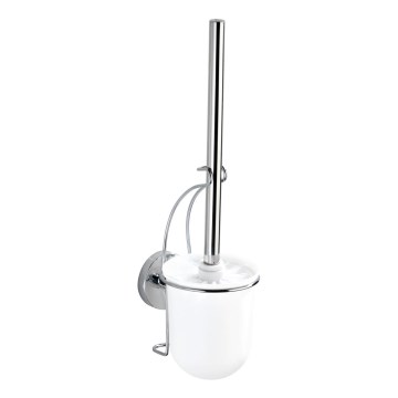 WENKO 20898100-WC WC krtača VACUUM-LOC MILAZZO 10x34 cm nerjavno jeklo/poliran krom/bela