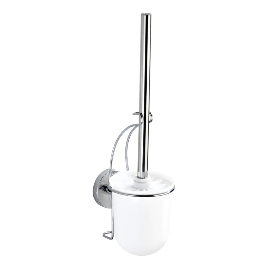 WENKO 20898100-WC WC krtača VACUUM-LOC MILAZZO 10x34 cm nerjavno jeklo/poliran krom/bela