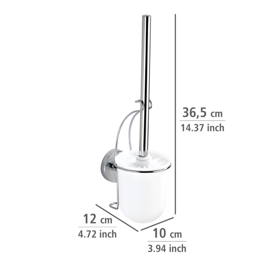WENKO 20898100-WC WC krtača VACUUM-LOC MILAZZO 10x34 cm nerjavno jeklo/poliran krom/bela
