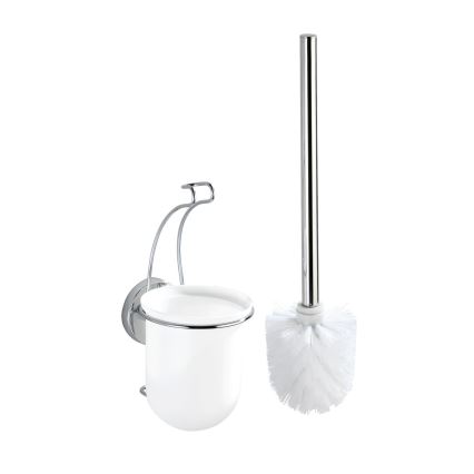 WENKO 20898100-WC WC krtača VACUUM-LOC MILAZZO 10x34 cm nerjavno jeklo/poliran krom/bela