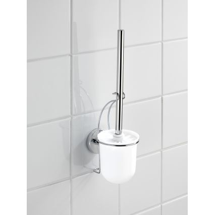 WENKO 20898100-WC WC krtača VACUUM-LOC MILAZZO 10x34 cm nerjavno jeklo/poliran krom/bela