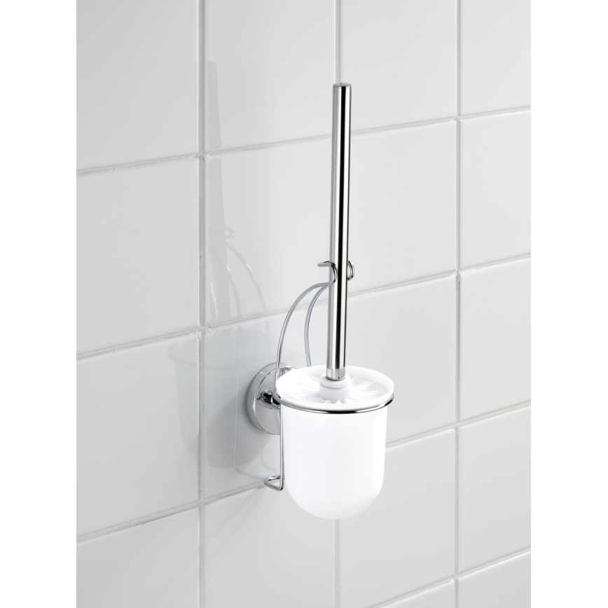 WENKO 20898100-WC WC krtača VACUUM-LOC MILAZZO 10x34 cm nerjavno jeklo/poliran krom/bela