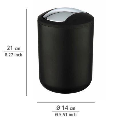 WENKO 21211100 - Koš za smeti BRASIL 14x21 cm črna/sijajni krom