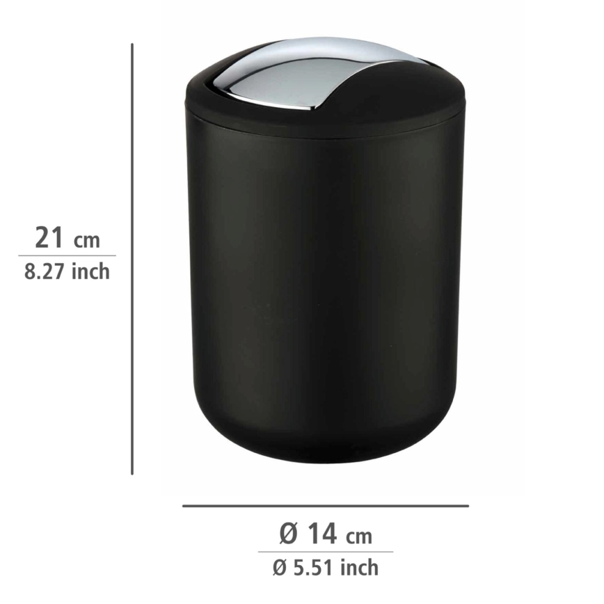 WENKO 21211100 - Koš za smeti BRASIL 14x21 cm črna/sijajni krom