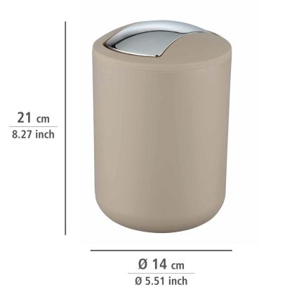 WENKO 21221100 - Koš za smeti BRASIL 14x21 cm bež/sijajni krom