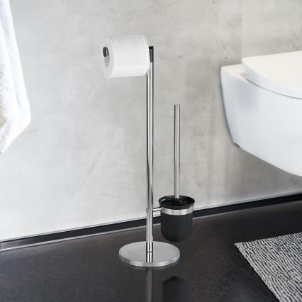 WENKO 21836800 - WC krtača PARUS 25,5 x 57 cm, nerjaveče jeklo/srebrna/črna