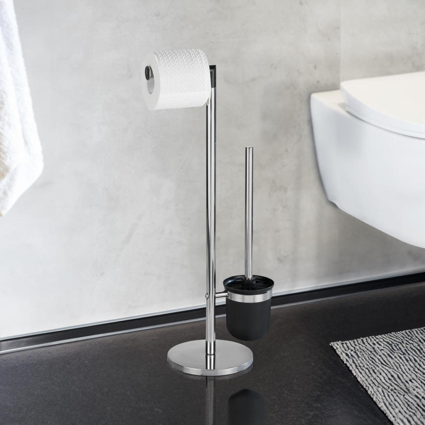 WENKO 21836800 - WC krtača PARUS 25,5 x 57 cm, nerjaveče jeklo/srebrna/črna