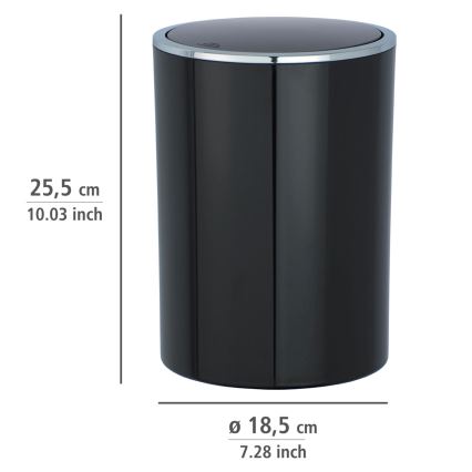 WENKO 22558100 - Koš INCA 18,5x25,5 cm črna/sijajni krom