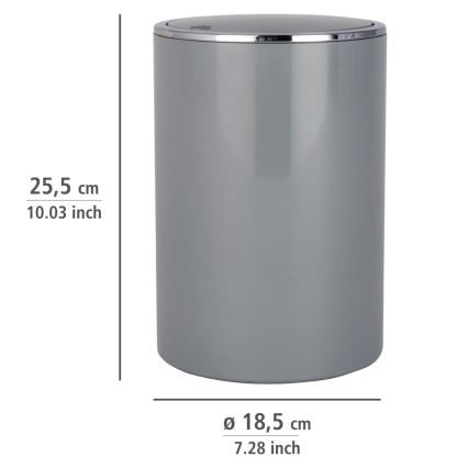 WENKO 22562100 - Koš INCA 18,5x25,5 cm siva/sijajni krom