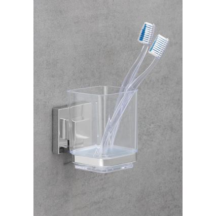 WENKO 22680100 -Lonček VACUUM-LOC QUADRO ED 7,5x10 cm srebrna/sijajni krom/prozoren