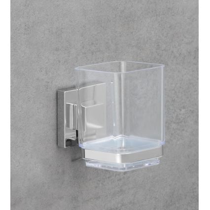 WENKO 22680100 -Lonček VACUUM-LOC QUADRO ED 7,5x10 cm srebrna/sijajni krom/prozoren