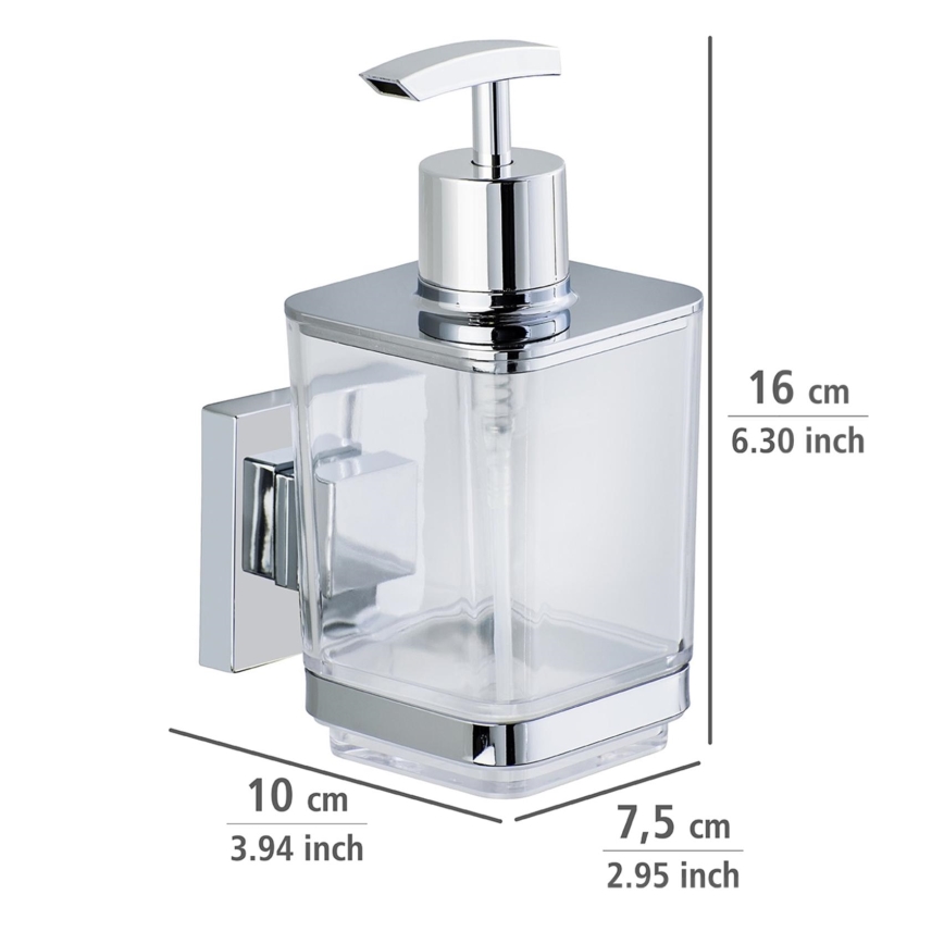 WENKO 22683100-Dozator za milo VACUUM-LOC QUADRO ED 7,5x16 cm srebrna/sijajni.krom
