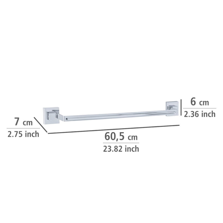WENKO 22684100 - Nosilec za brisače VACUUM-LOC QUADRO ED 60,5 x 6 cm, srebrne barve / poliran krom