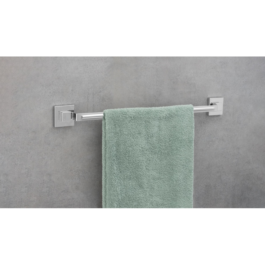 WENKO 22684100 - Nosilec za brisače VACUUM-LOC QUADRO ED 60,5 x 6 cm, srebrne barve / poliran krom