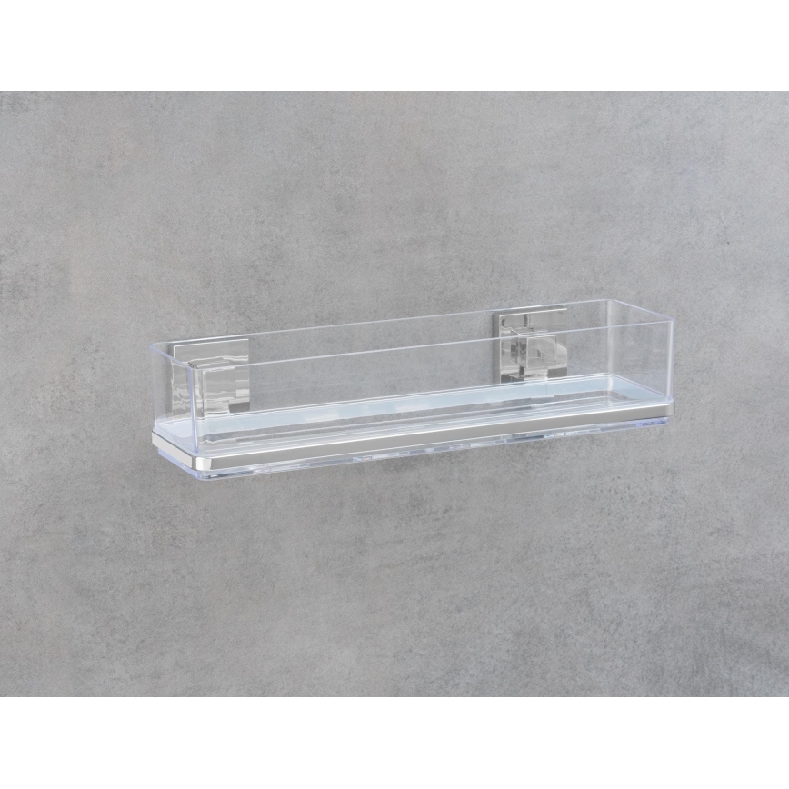 WENKO 22685100 - polica VACUUM-LOC QUADRO ED 38,5 x 14,5 cm, srebrna/krom v visokem sijaju