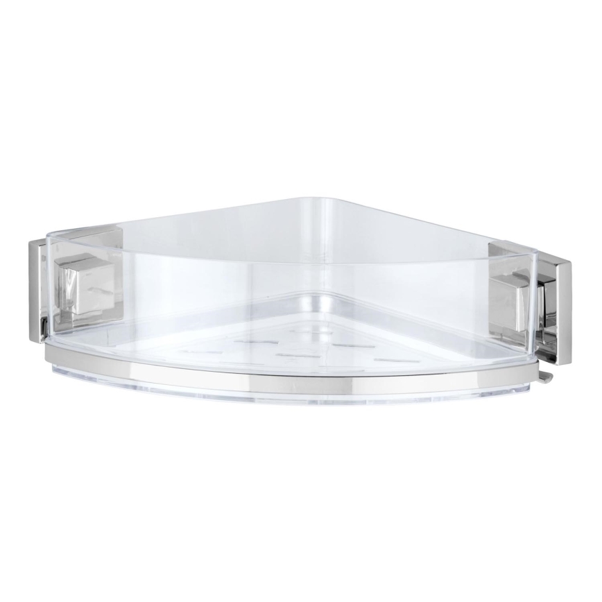 WENKO 22686100-Kotična polica VACUUM-LOC QUADRO ED 28x19,5 cm srebrna/prozorna