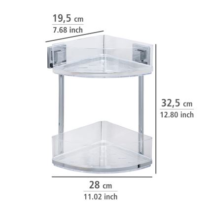 WENKO 22690100-Kotna polica VACUUM-LOC QUADRO ED 28x32,5 cm srebrna/sijajni krom