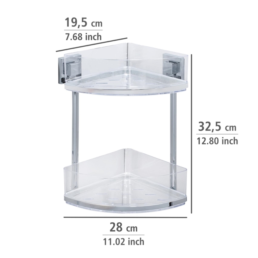 WENKO 22690100-Kotna polica VACUUM-LOC QUADRO ED 28x32,5 cm srebrna/sijajni krom