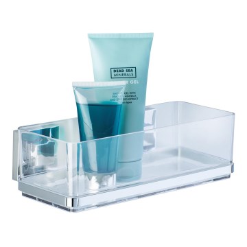 WENKO 22692100-Polica VACUUM-LOC QUADRO ED 25,5x14 cm srebrna/prozorna