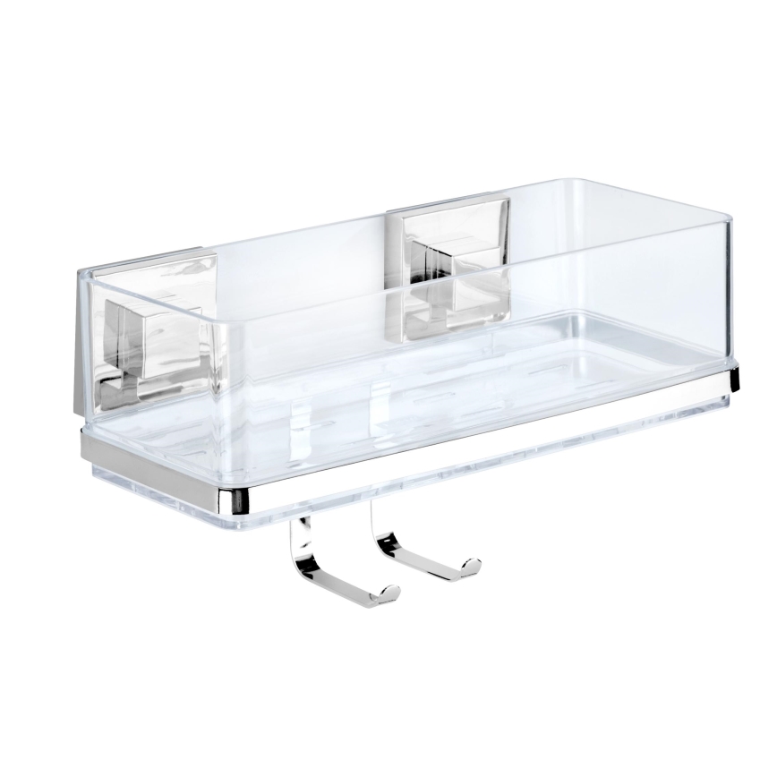 WENKO 22694100-Polica VACUUM-LOC QUADRO ED 25,5x15 cm srebrna/krom s sijajem/prozorna