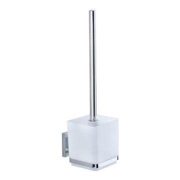 WENKO 22695100-WC WC krtača VACUUM-LOC QUADRO ED 9,5x37 cm srebrna/sijajni krom/prozorna