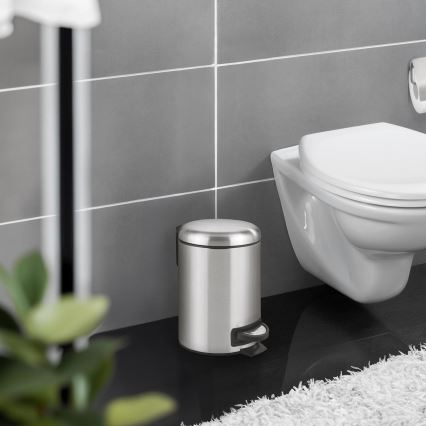 WENKO 22702100 - Koš za smeti LEMAN 17x25 cm nerjaveče jeklo/satiniran/črna