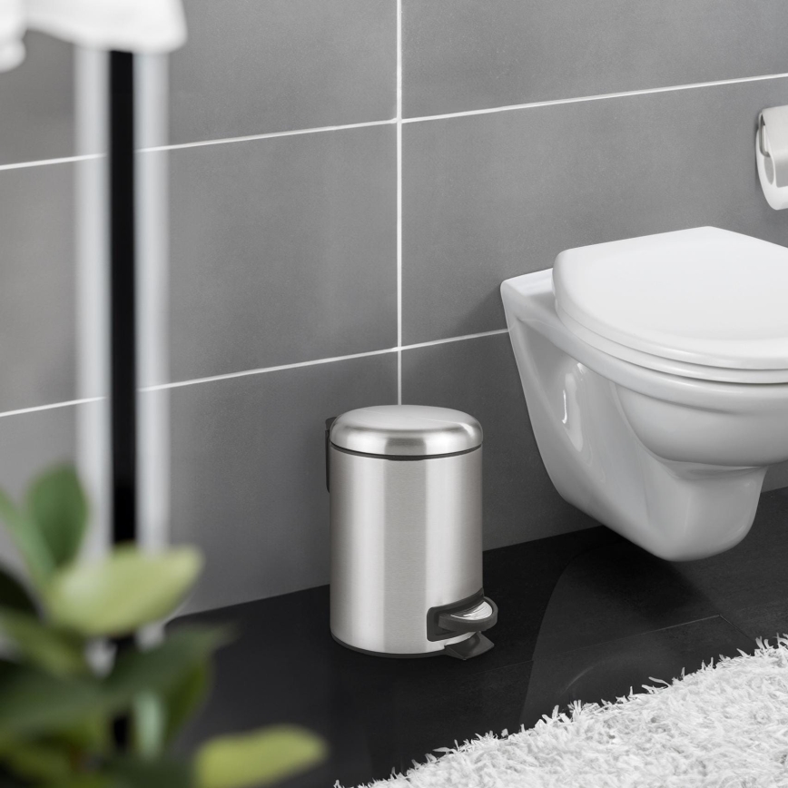 WENKO 22702100 - Koš za smeti LEMAN 17x25 cm nerjaveče jeklo/satiniran/črna