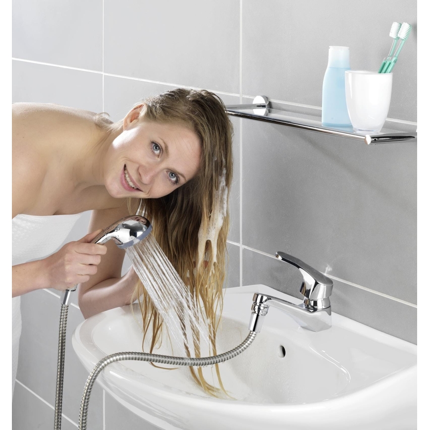 WENKO 22866100 - Tuš UNIVERSAL 170x6,5 cm sijajni krom/srebrna/siva