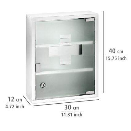 WENKO 22924100 - Medicinska omarica 30x40 cm iz nerjavečega jekla/srebrna