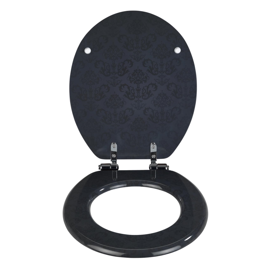 WENKO 22977100-Toaletno sedalo BELLEVUE 35,5x42,5 cm antracit/srebrna