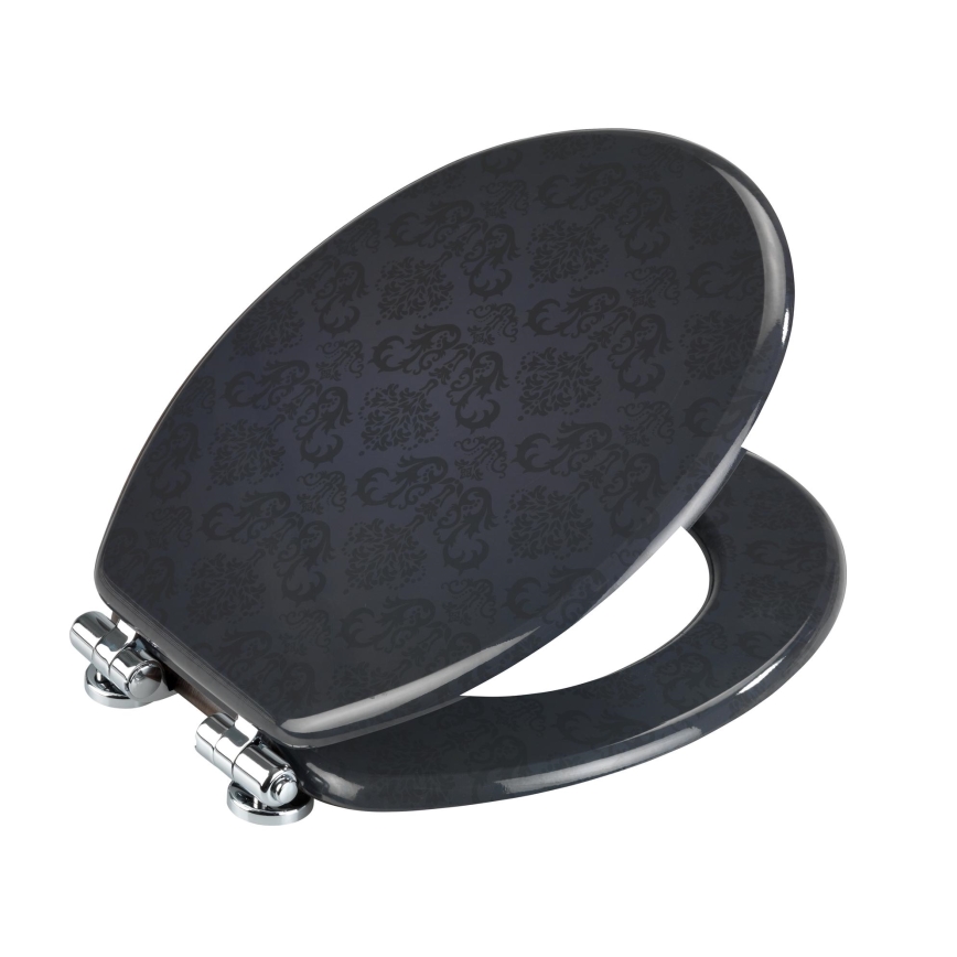 WENKO 22977100-Toaletno sedalo BELLEVUE 35,5x42,5 cm antracit/srebrna