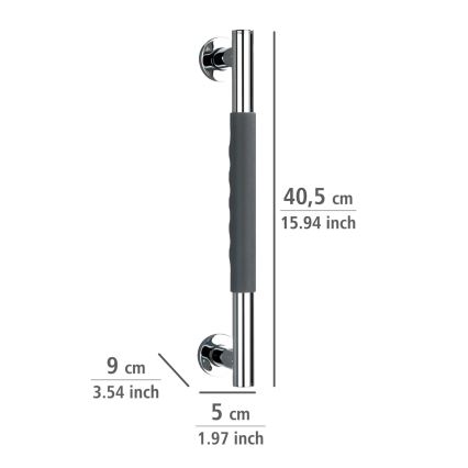 WENKO 23284100-Ročaj SECURA 40,5x9 cm nerjaveče jeklo/antracit/sijajni krom