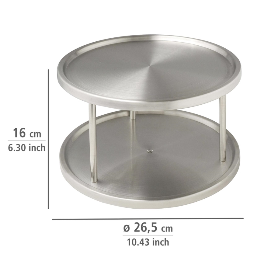 WENKO 2335100 - Vrtljiva polica CABINET CAROUSEL 26,5x15,5 cm nerjaveče jeklo/srebrna