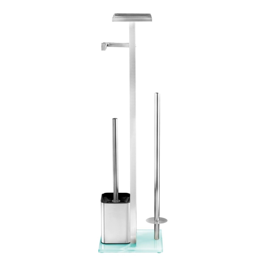 WENKO 23364100 - WC krtača DEBAR 21x70,5 cm nerjaveče jeklo/saten/bela