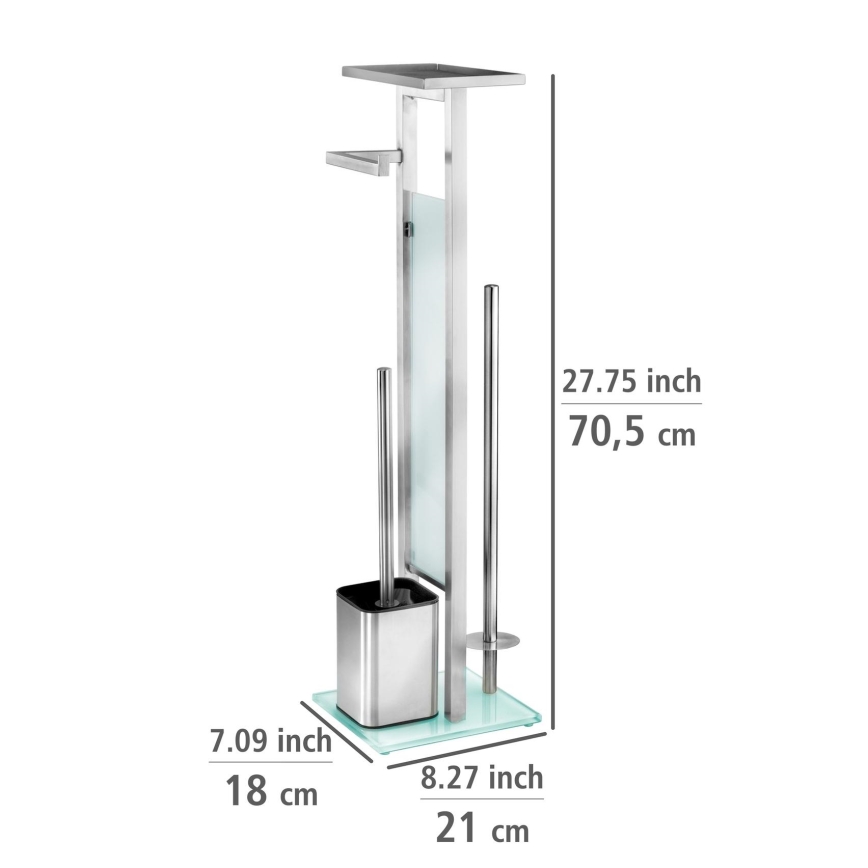 WENKO 23364100 - WC krtača DEBAR 21x70,5 cm nerjaveče jeklo/saten/bela